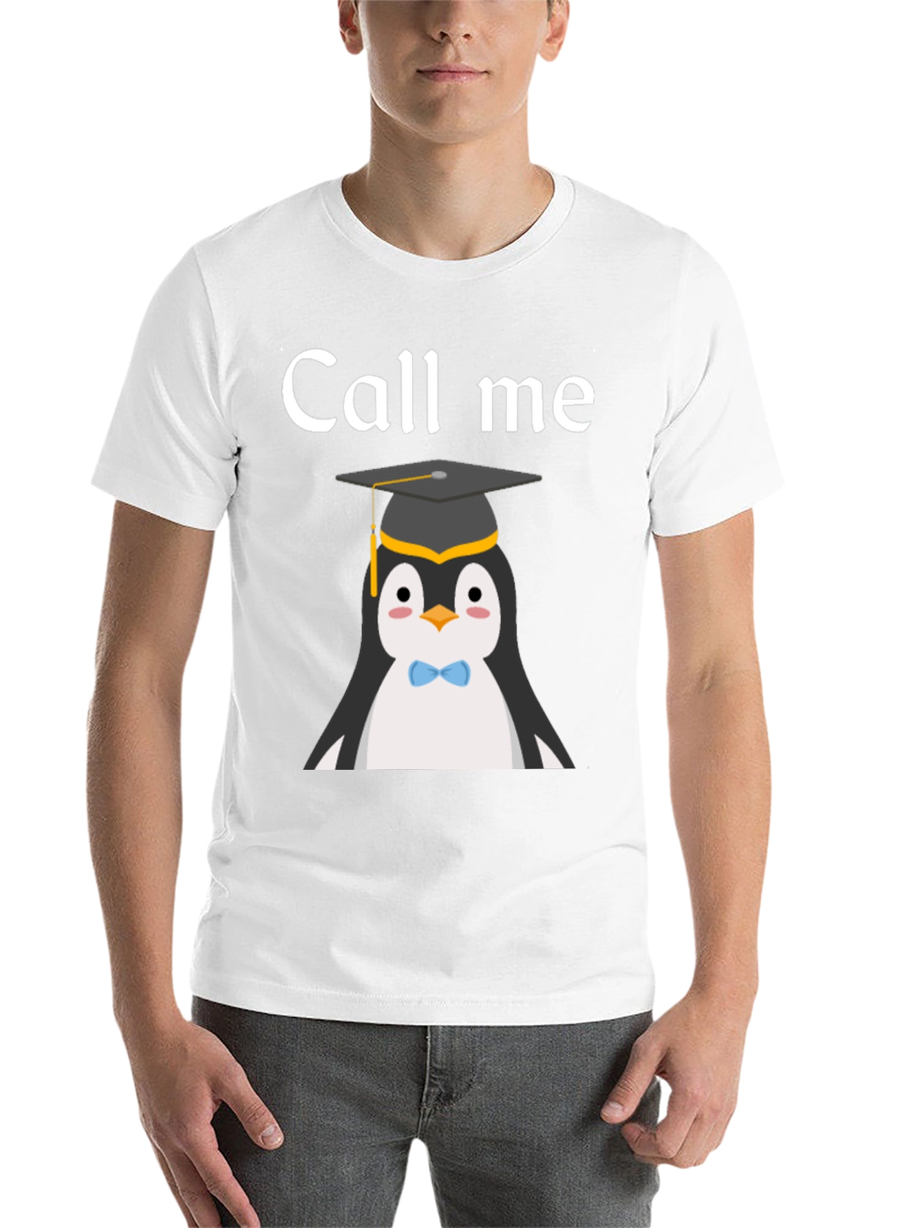 Black Call Me Penguin Graduate T-Shirt view 14
