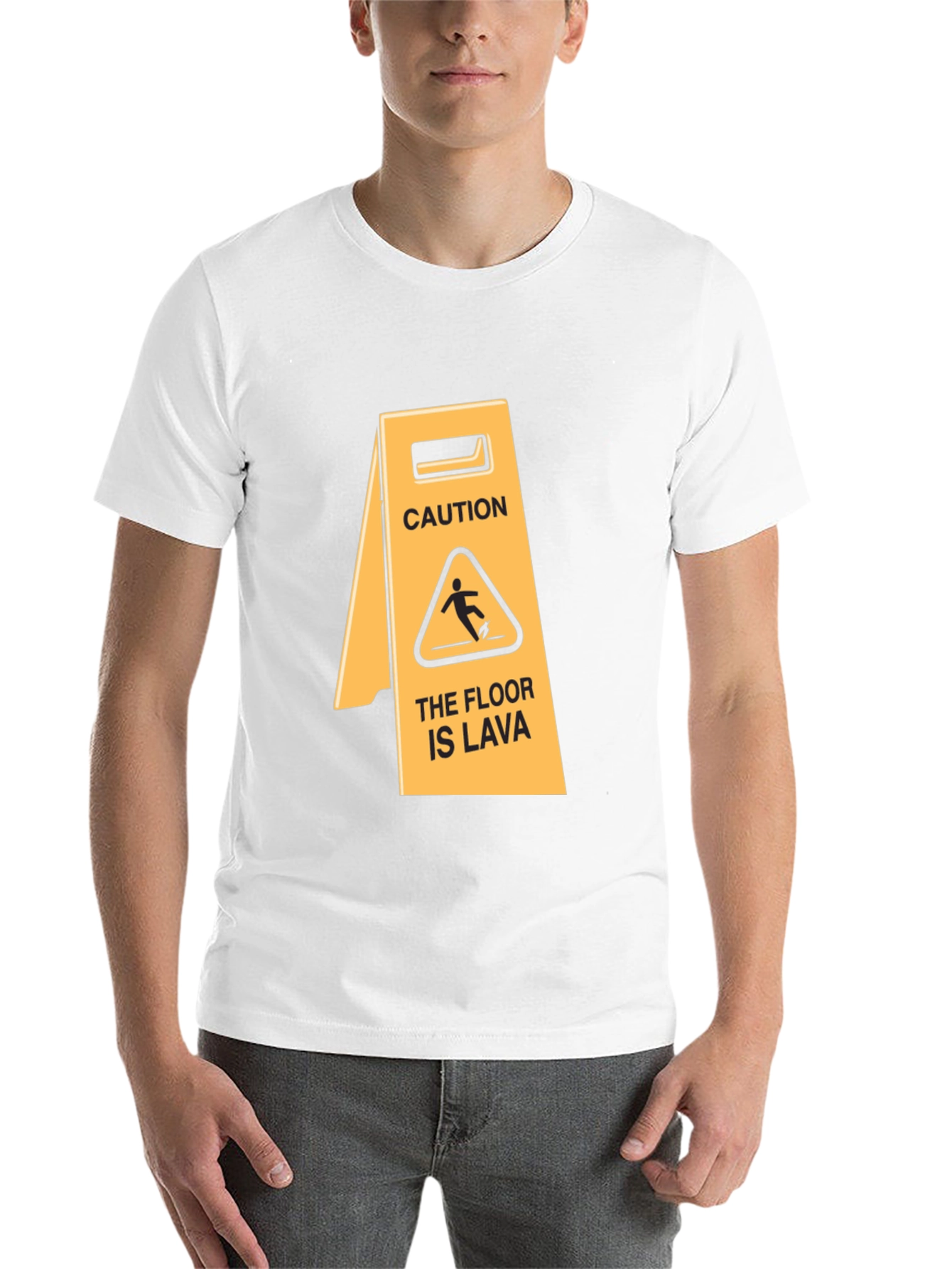 Black Caution: The Floor is Lava T-Shirt view 14