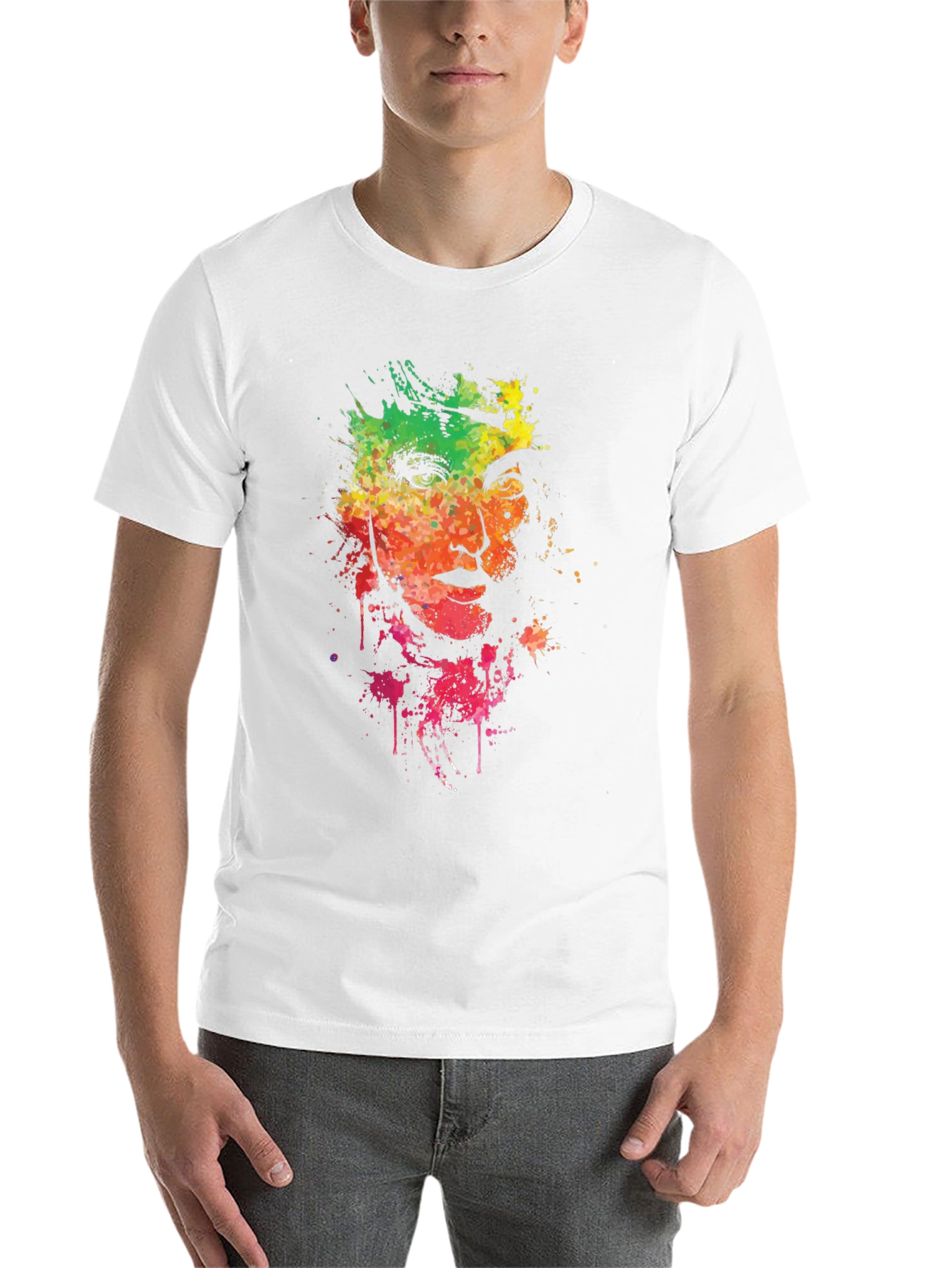 Black Colorful Splatter Art Graphic T-Shirt view 14