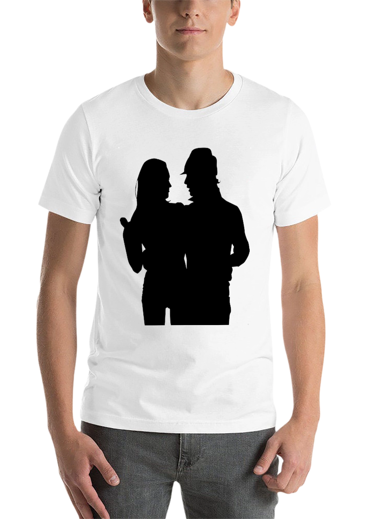 Black Silhouette Couple Black Graphic Tee view 14