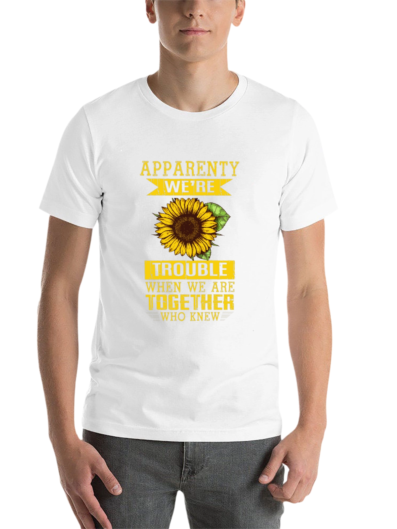 Black Apparently We're Trouble Sunflower Graphic Tee view 14