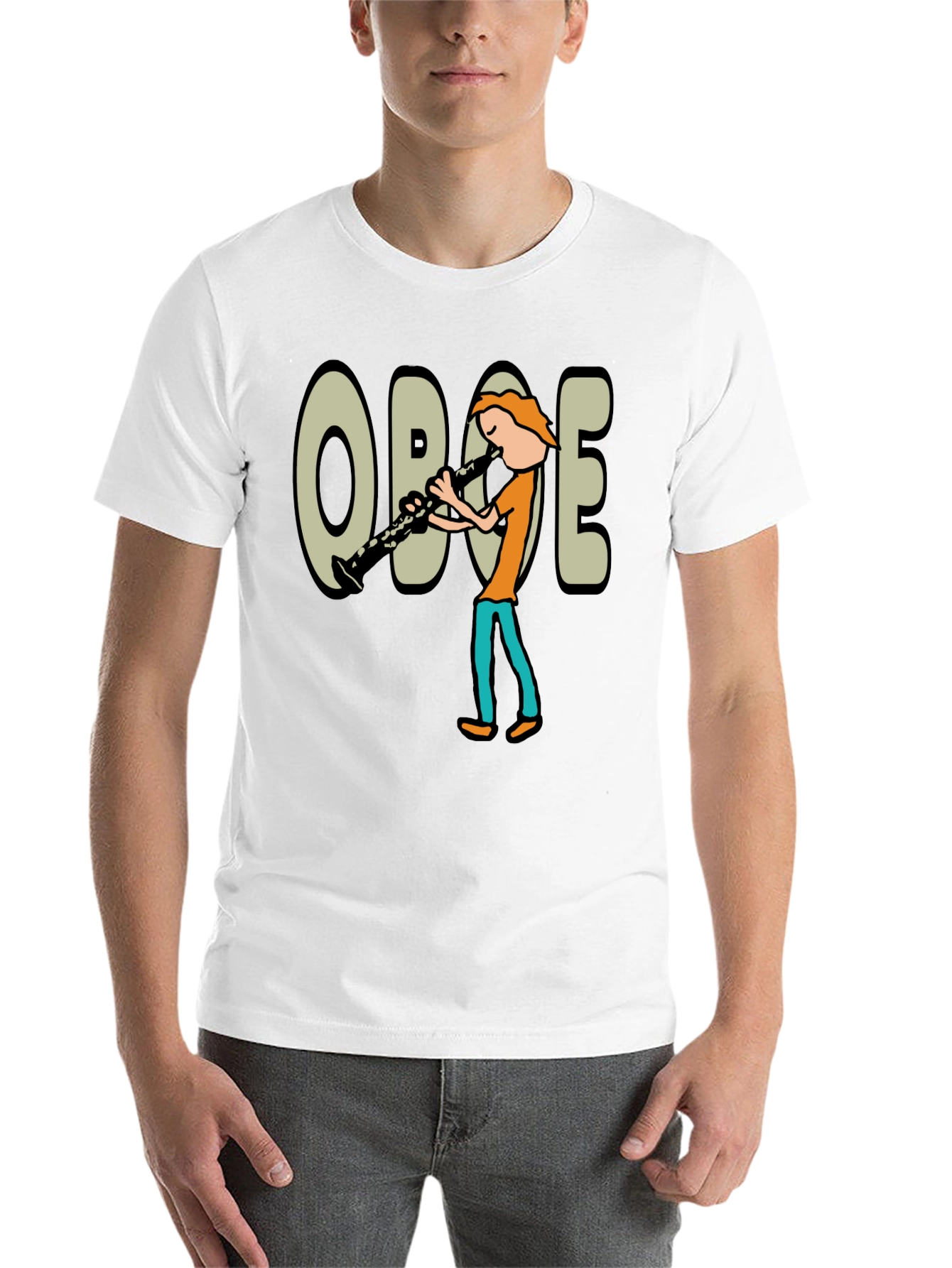 Black Oboe Cartoon Graphic T-Shirt view 14
