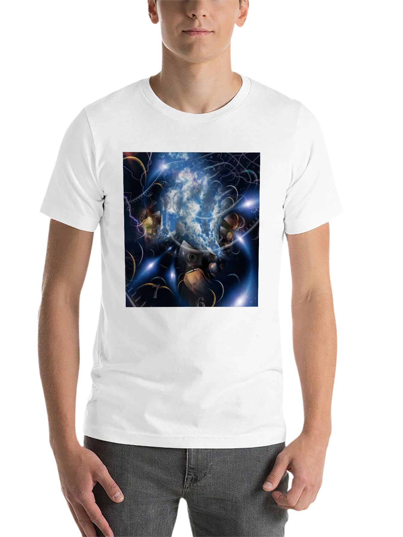 Black Surreal Clockwork Dreamscape Graphic Tee view 14