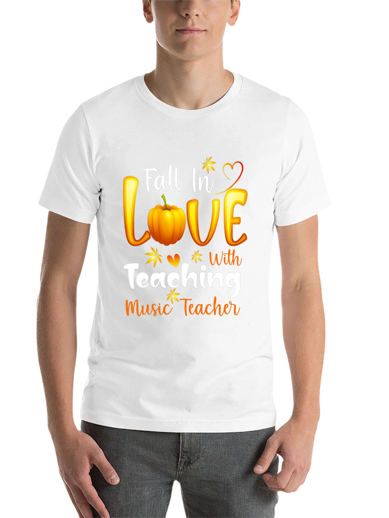 Black Fall In Love Teaching Music Teacher Black T-Shirt view 14