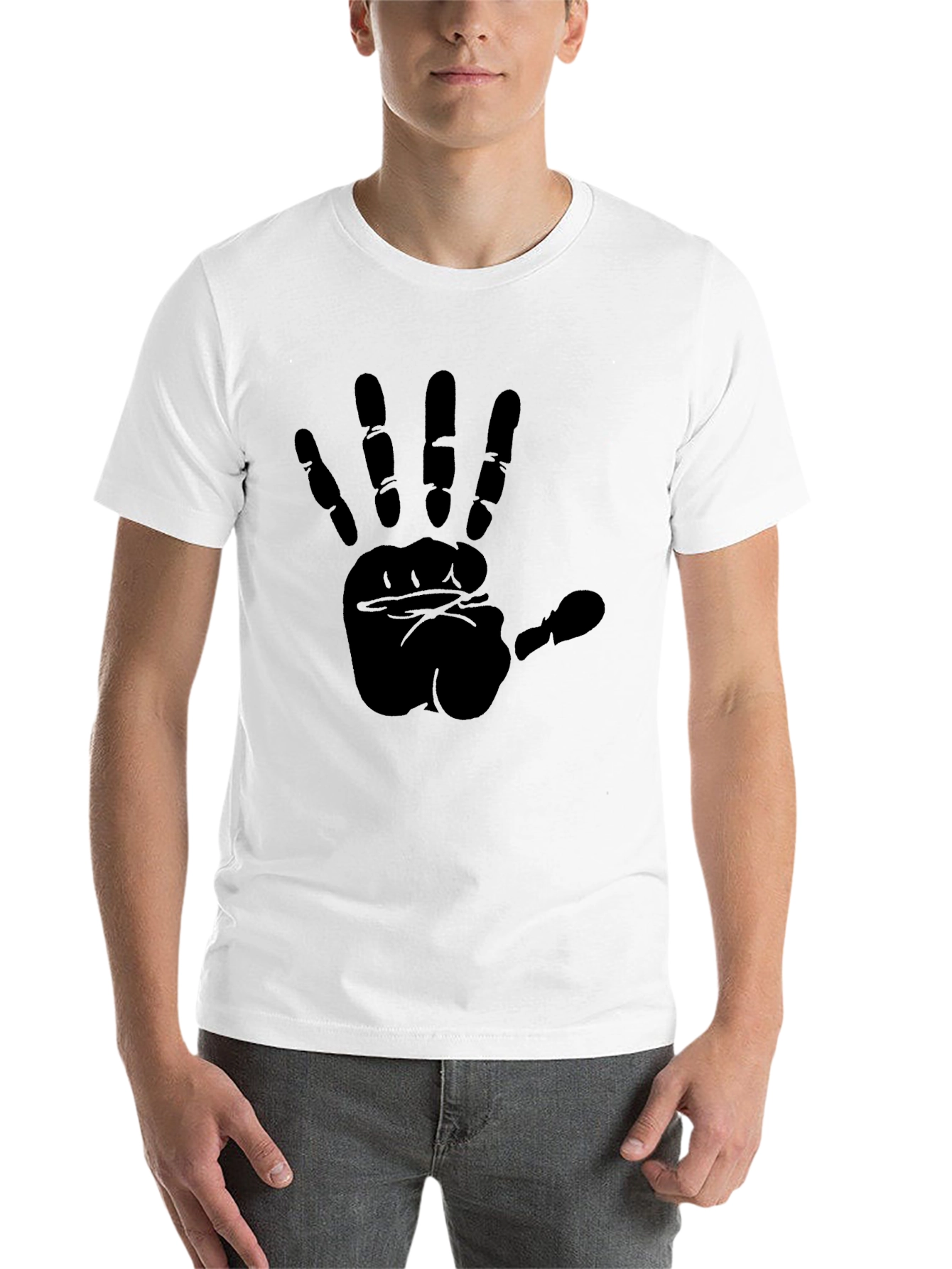Black Bold Handprint Black T-Shirt view 14