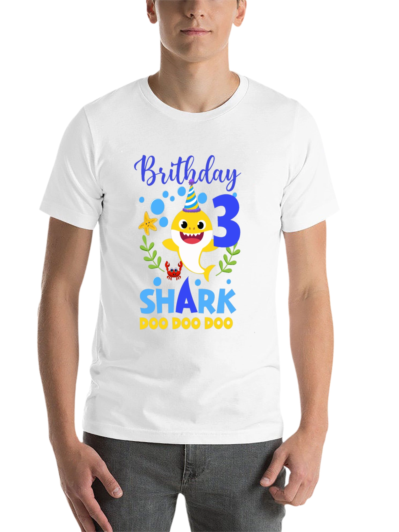 Black Birthday Shark T-Shirt, 3rd Birthday view 14