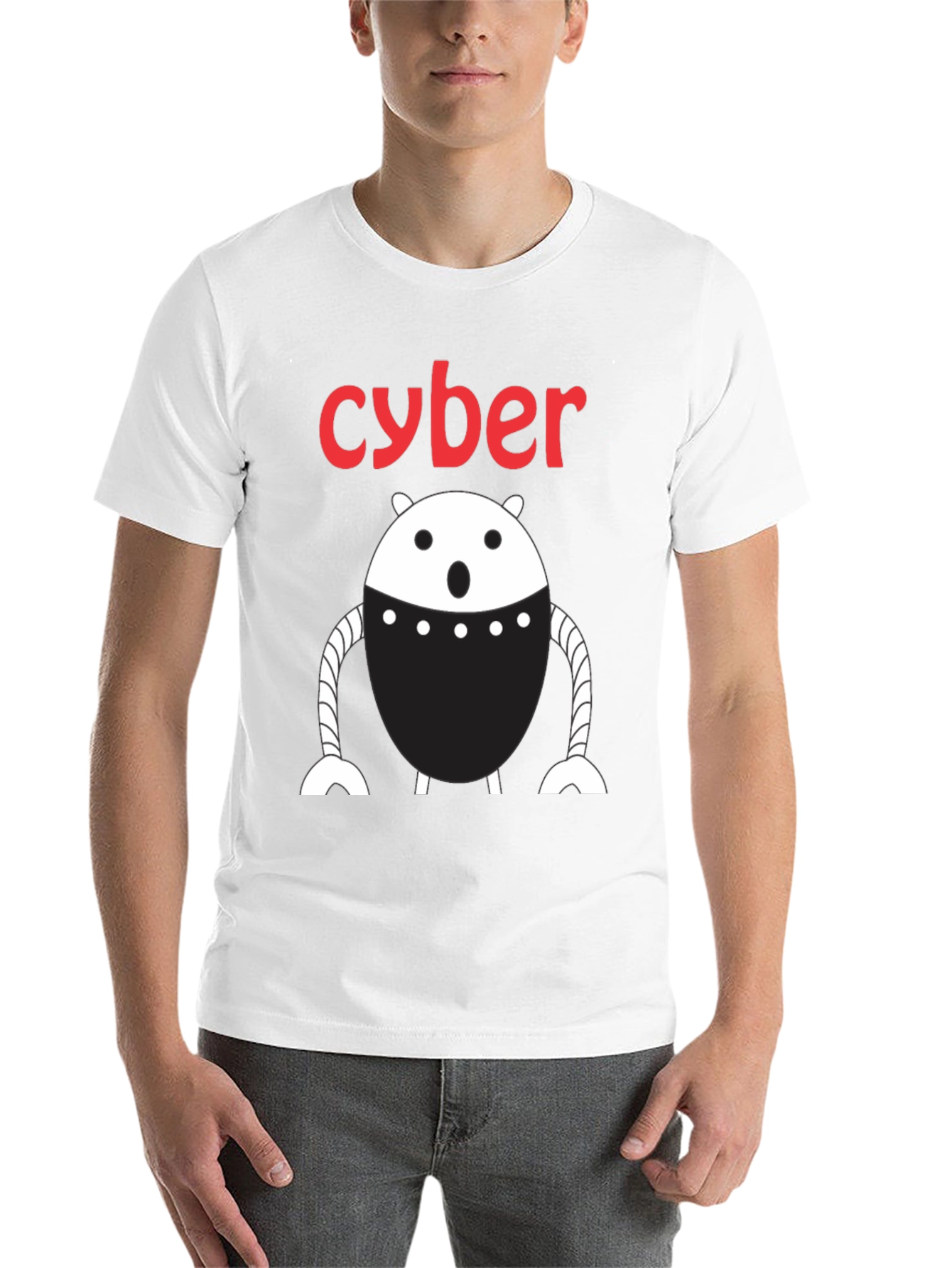 Black Cyber Robot Graphic T-Shirt - Black view 14