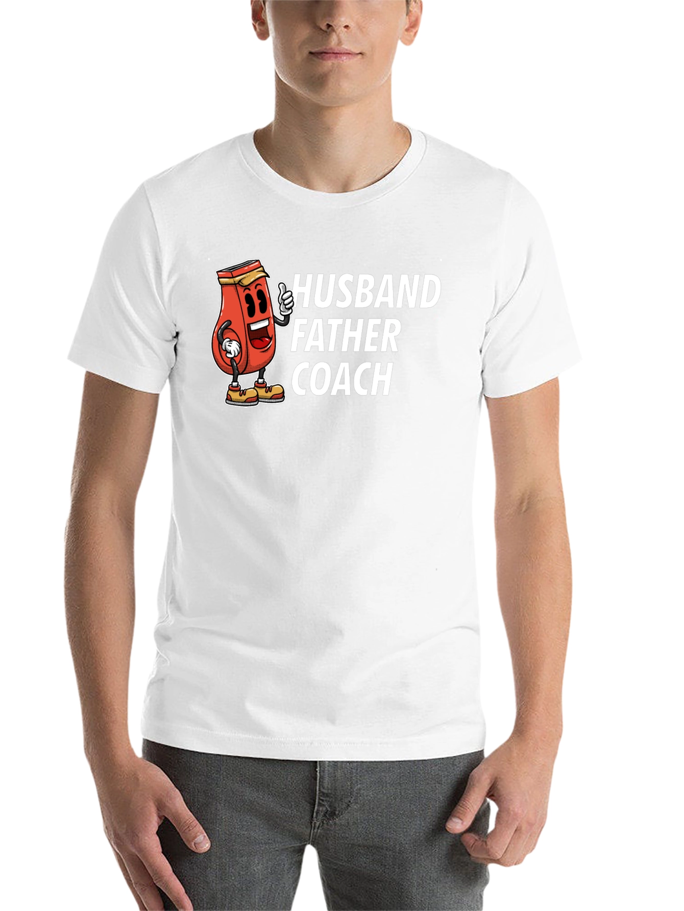 Black Husband Father Coach T-Shirt Funny Ketchup Cartoon Dad Tee view 14
