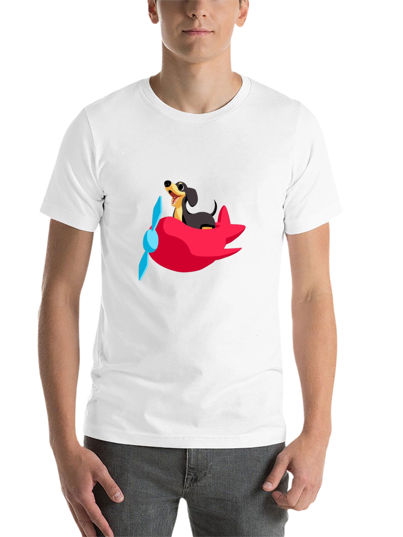 Black Dog Pilot T-Shirt - Cute Dachshund Flying Plane Tee view 14