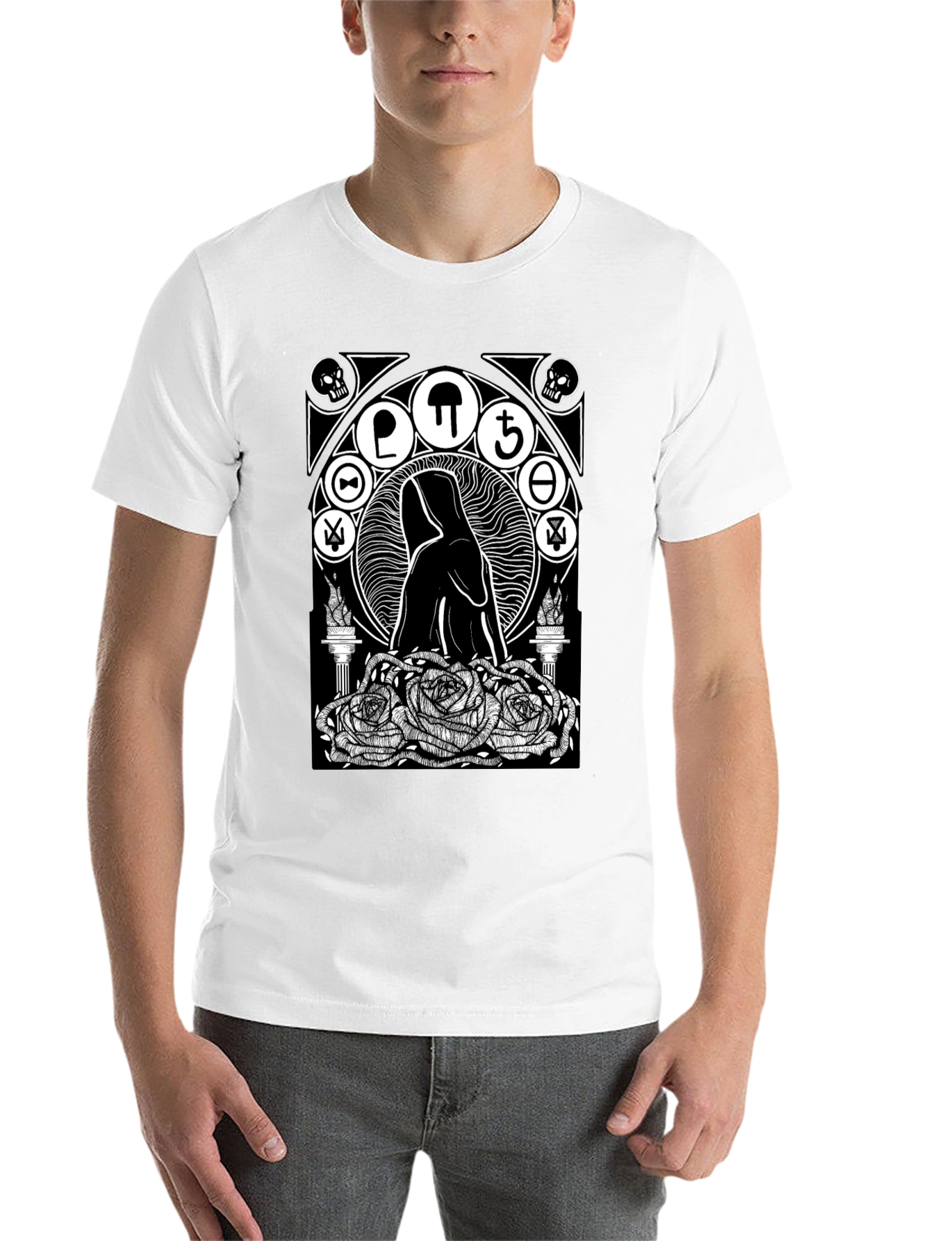 Black Occult Rose T-Shirt - Gothic Graphic Tee view 14