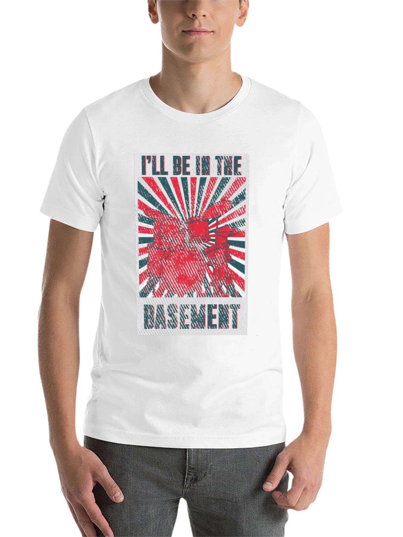 Black I'll Be in the Basement Drum Set T-Shirt view 14
