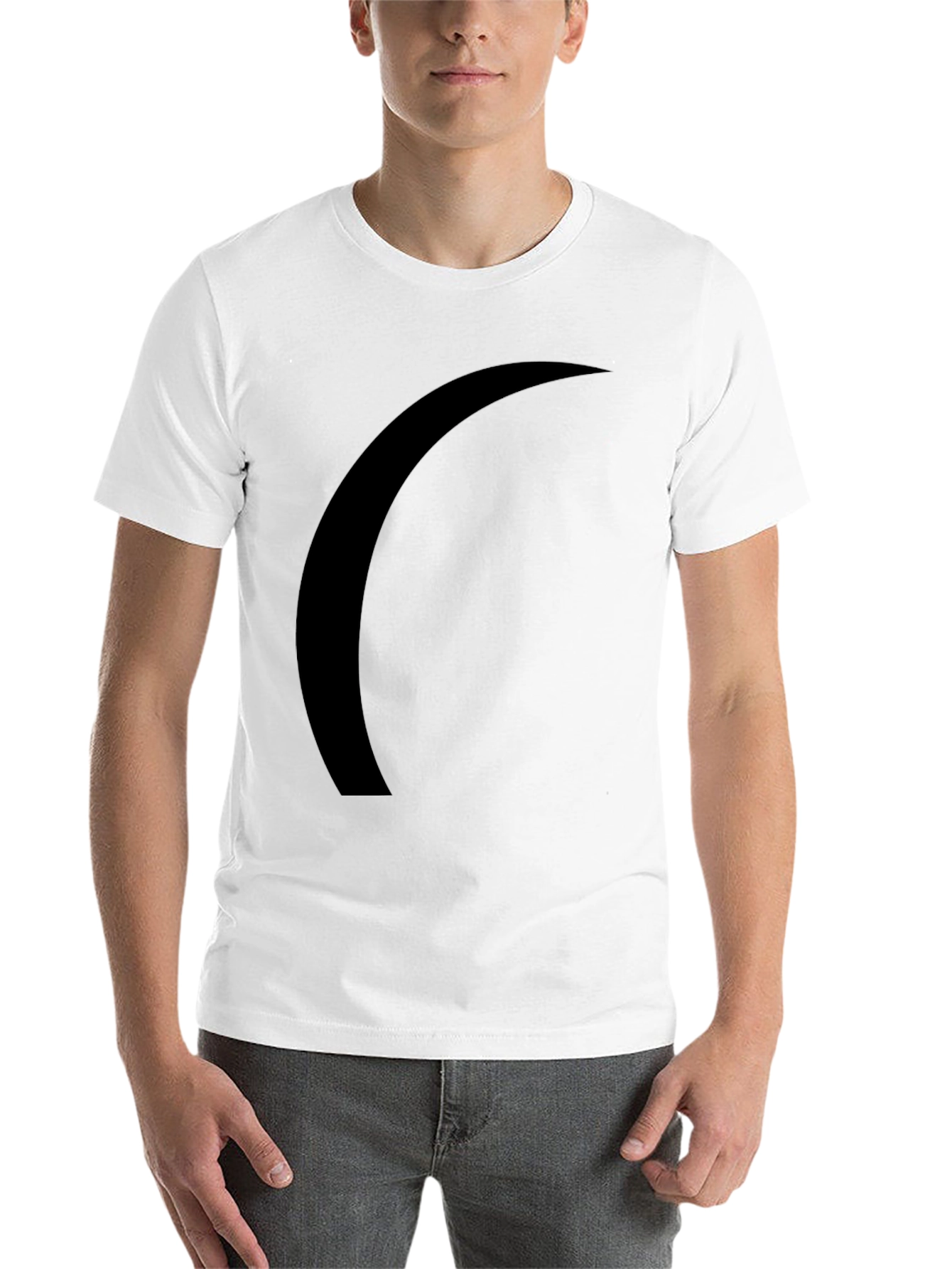 Black Minimalist Black Curved Graphic Tee - Casual Comfort view 14