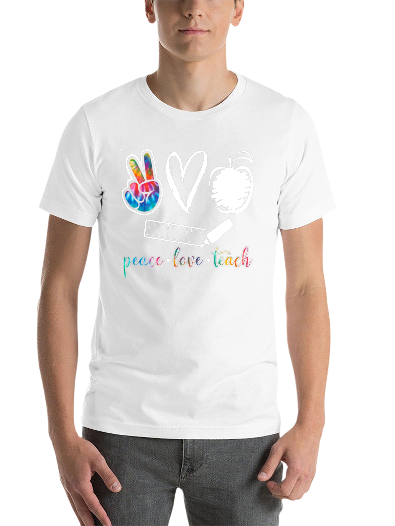 Black Peace Love Teach T-Shirt view 14