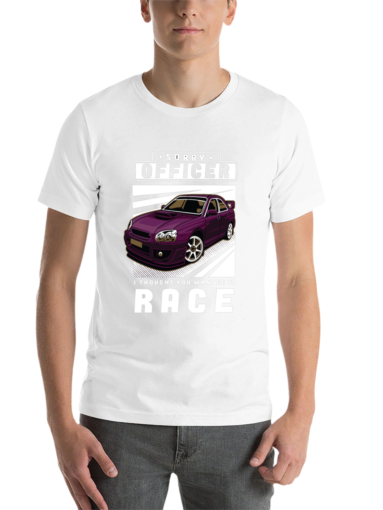 Black Sorry Officer Race Car T-Shirt view 14