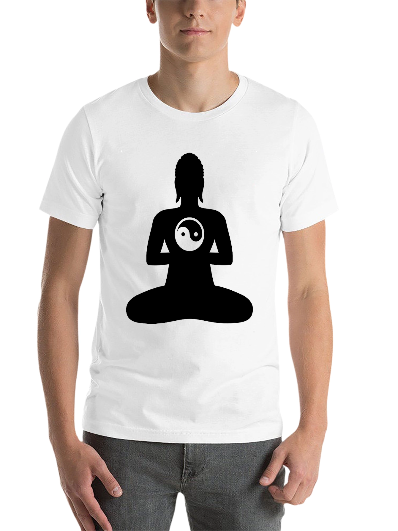 Black Yin Yang Buddha Silhouette Tee - Zen Style view 14