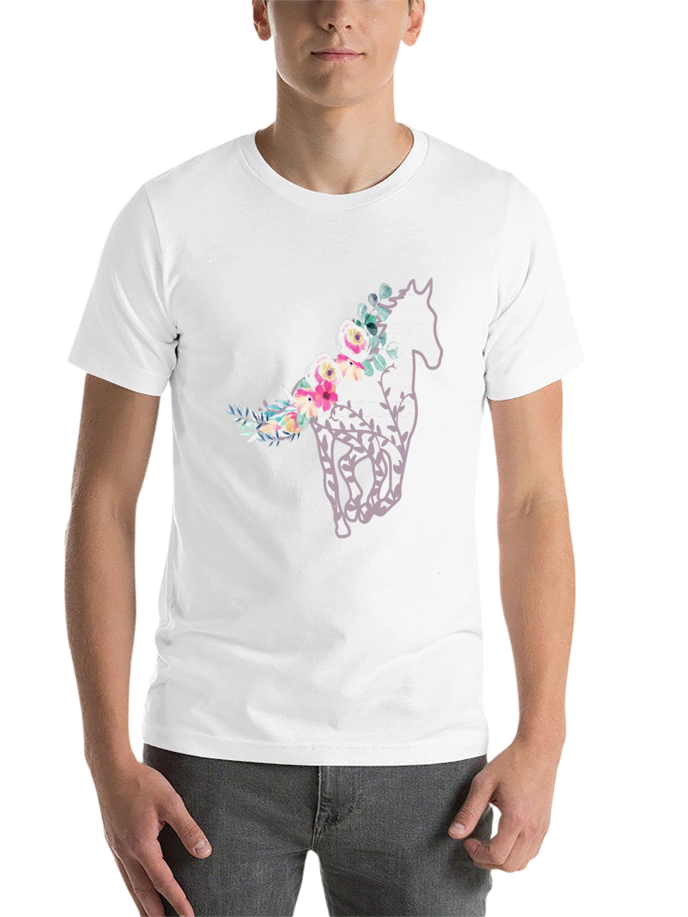 Black Floral Horse Graphic Tee - Stylish Comfort view 14