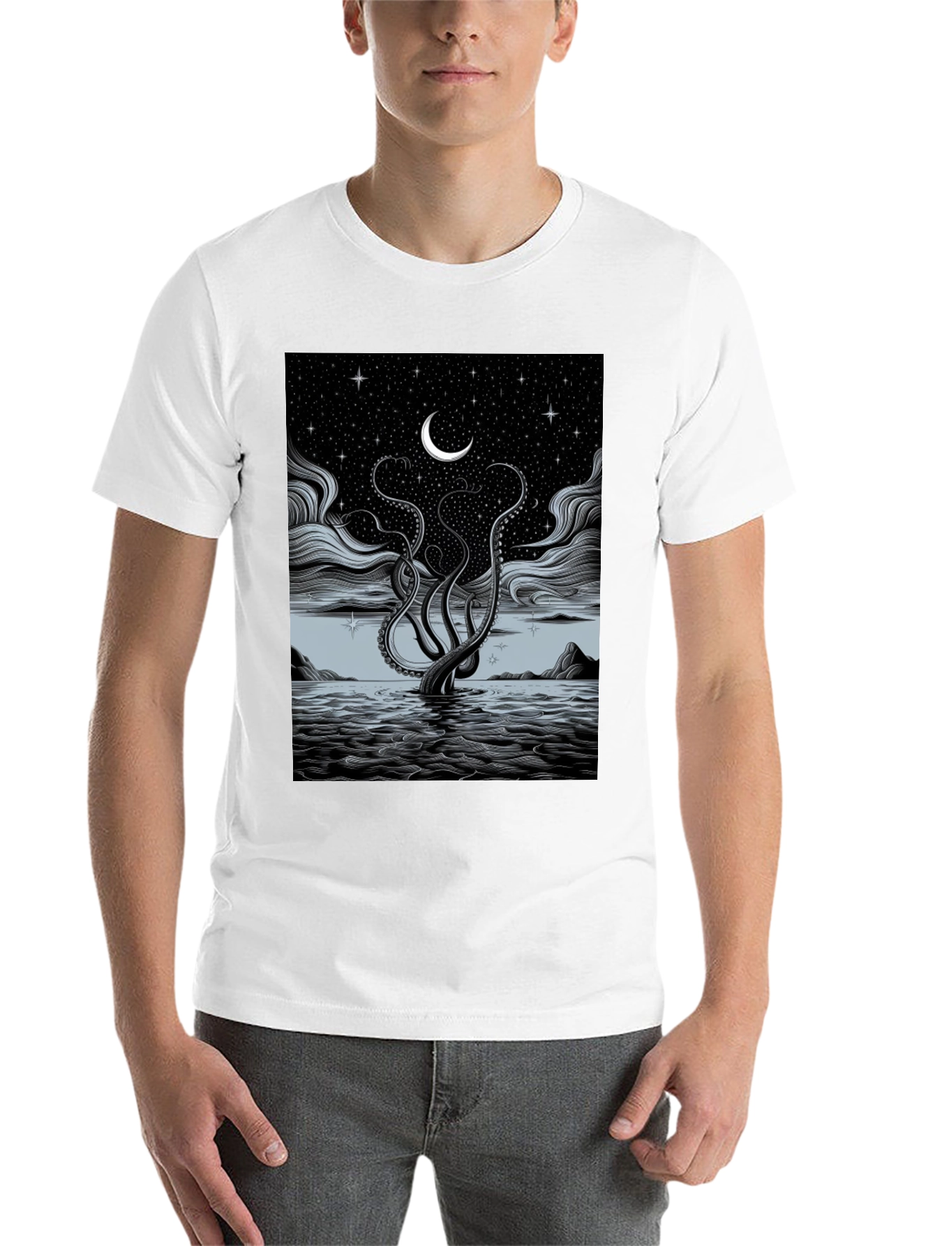 Black Mystic Kraken Tee - Dark Sea Design view 14