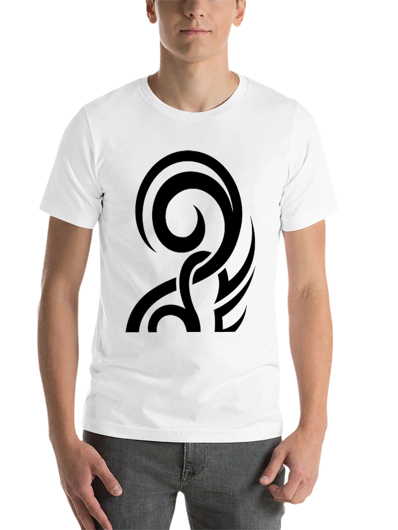Black Men's Black Tribal Swirl Graphic T-Shirt view 14