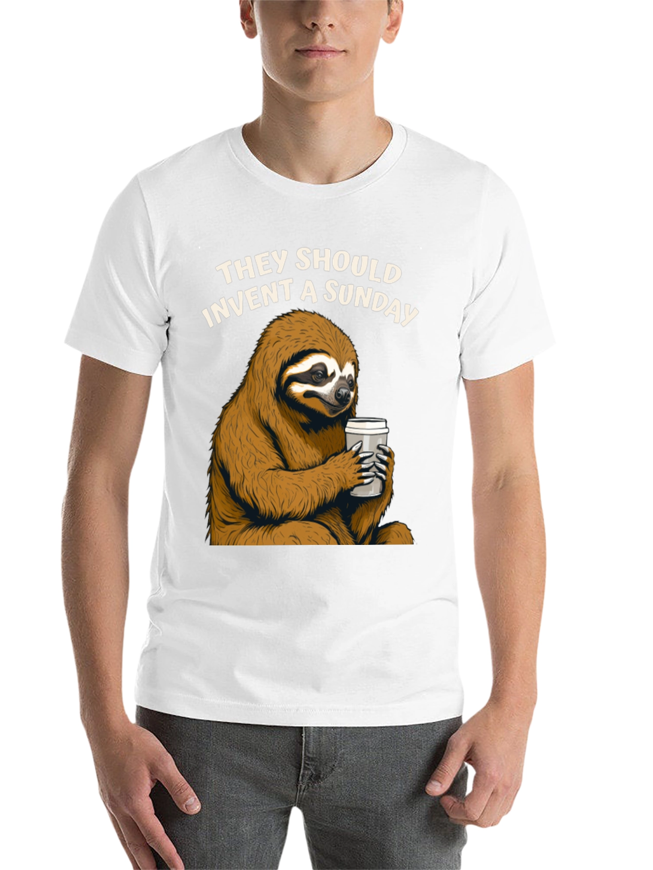 Black Lazy Sunday Sloth Coffee T-Shirt view 14