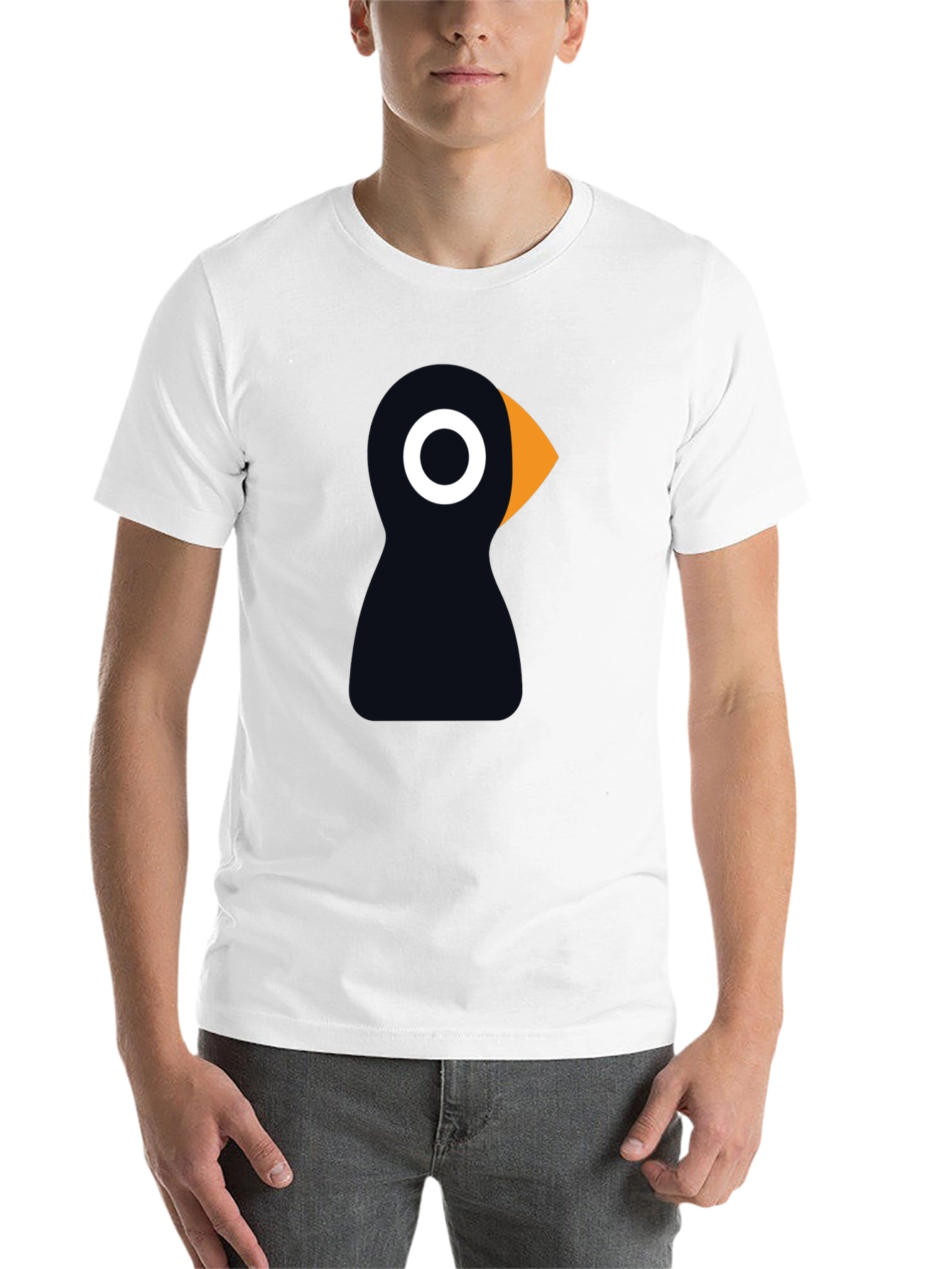Black Puffin Bird Graphic Tee - Black Cotton T-Shirt view 14