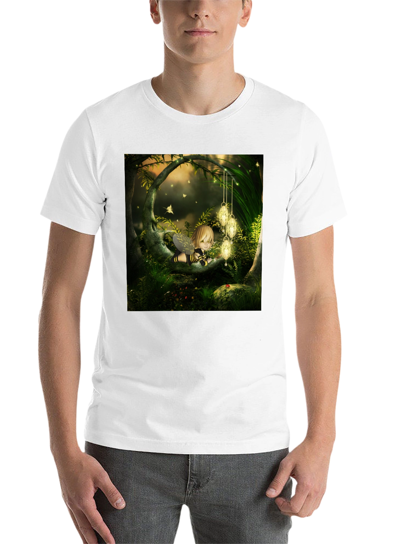 Black Fairy Tale Forest Graphic Tee - Black Cotton Blend view 14