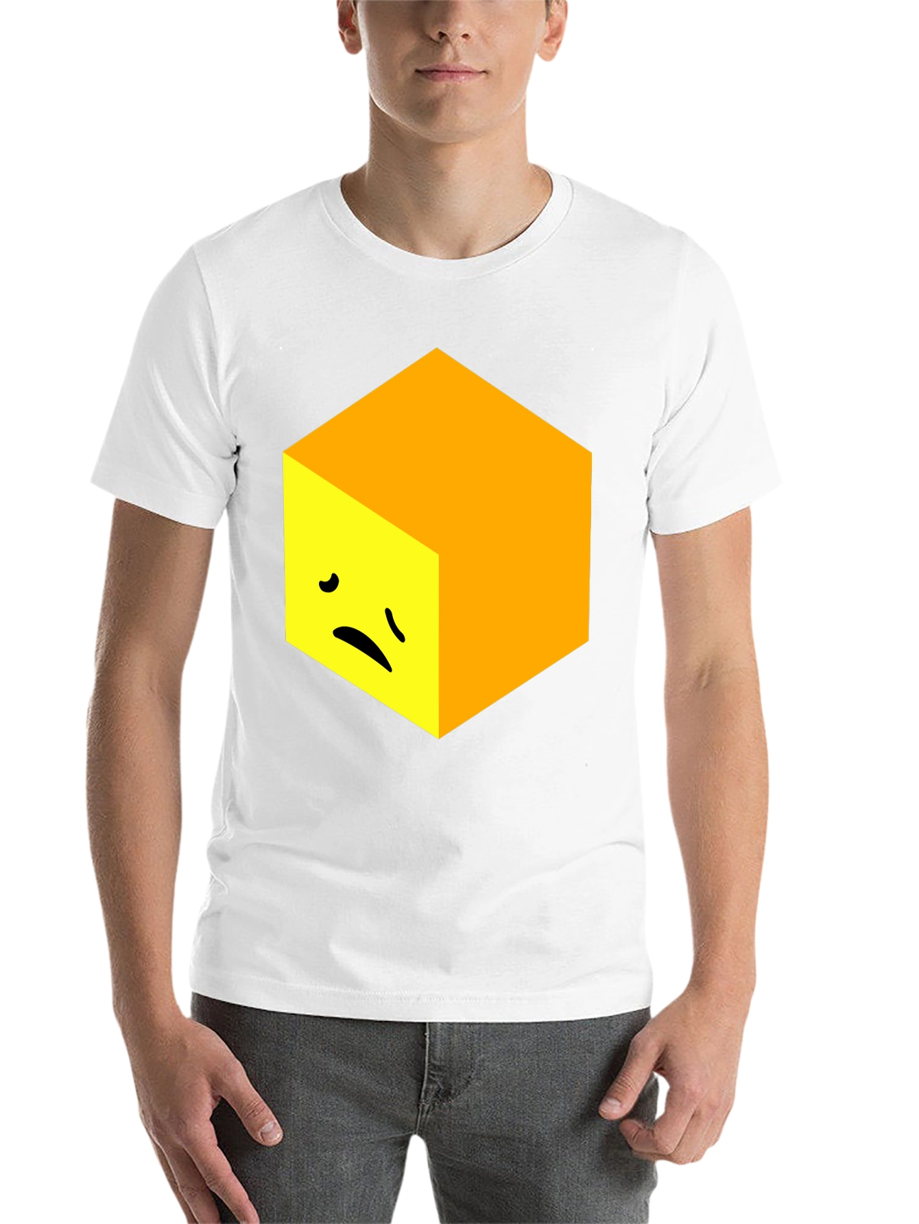 Black Sad Cube Graphic Tee - Unique Men's Black T-Shirt view 14
