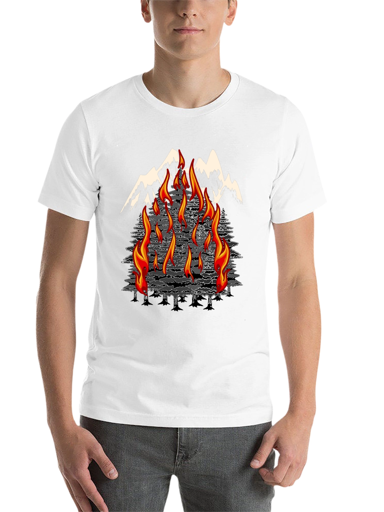Black Inferno Mountain Graphic T-Shirt view 14