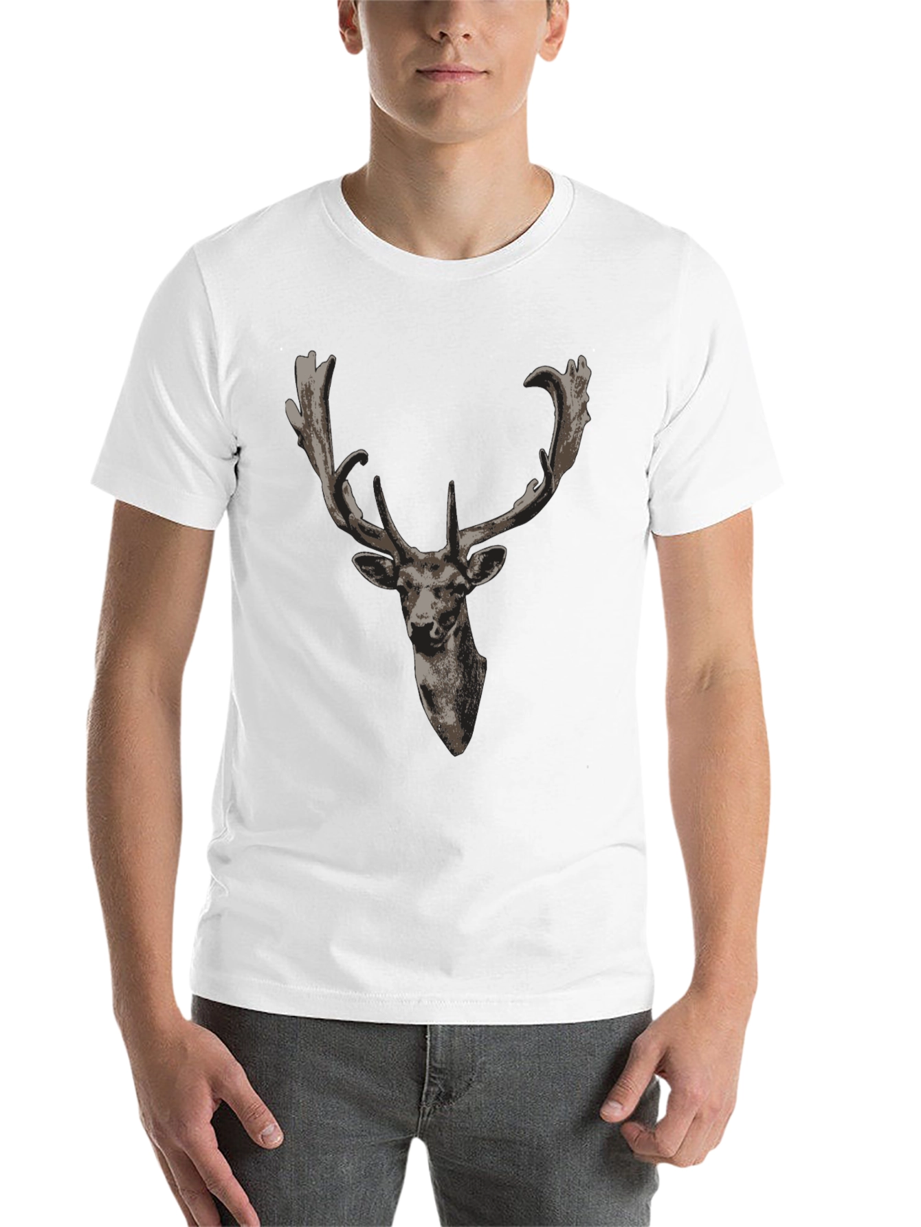 Black Deer Head Graphic Black T-Shirt view 14