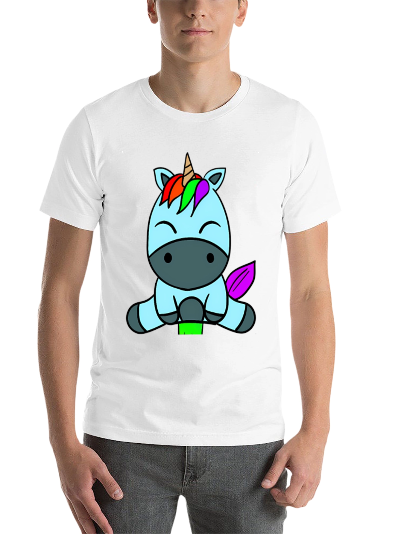 Black Cute Unicorn Graphic Tee - Black Cotton Blend Shirt view 14