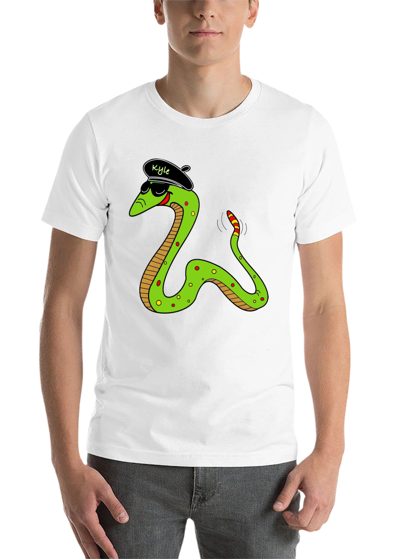 Black Cool Snake Graphic Tee - "Kyle" Beret view 14