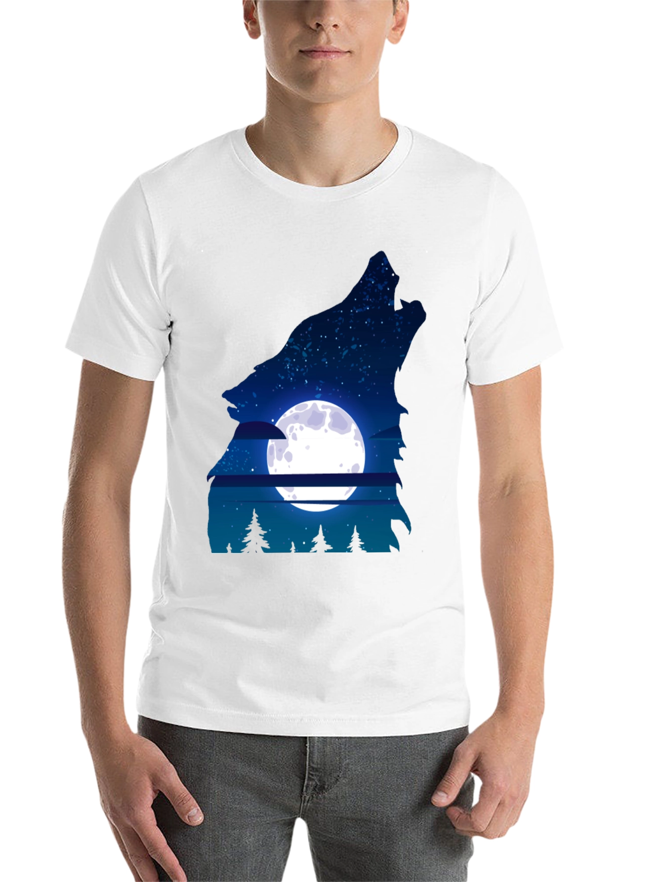 Black Wolf Moon Graphic Tee - Men's Black T-Shirt view 14