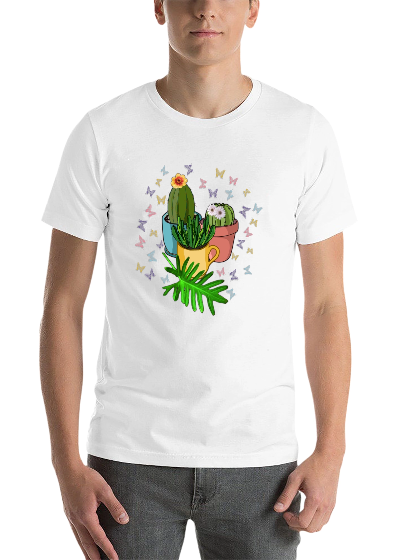 Black Cactus & Butterfly Graphic T-Shirt - Nature Lover Tee view 14