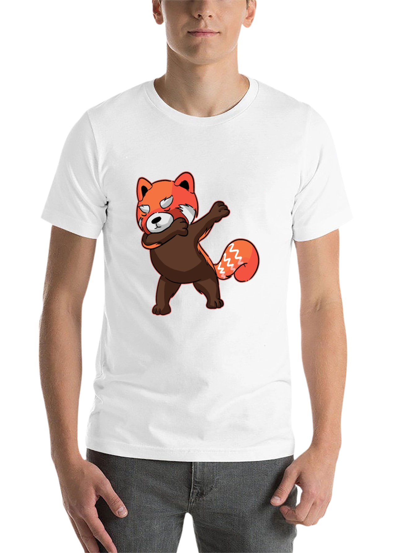 Black Dabbing Red Panda T-Shirt - Unique Graphic Tee view 14