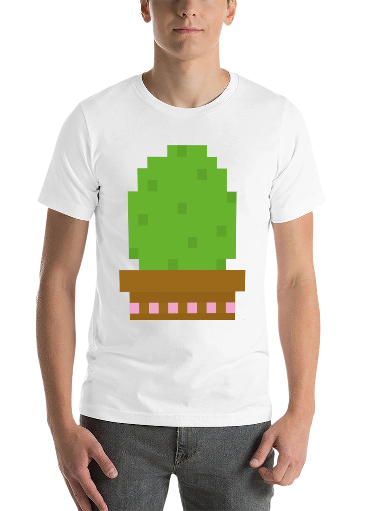 Black Pixel Cactus Graphic Tee - Gamer Style Shirt view 14