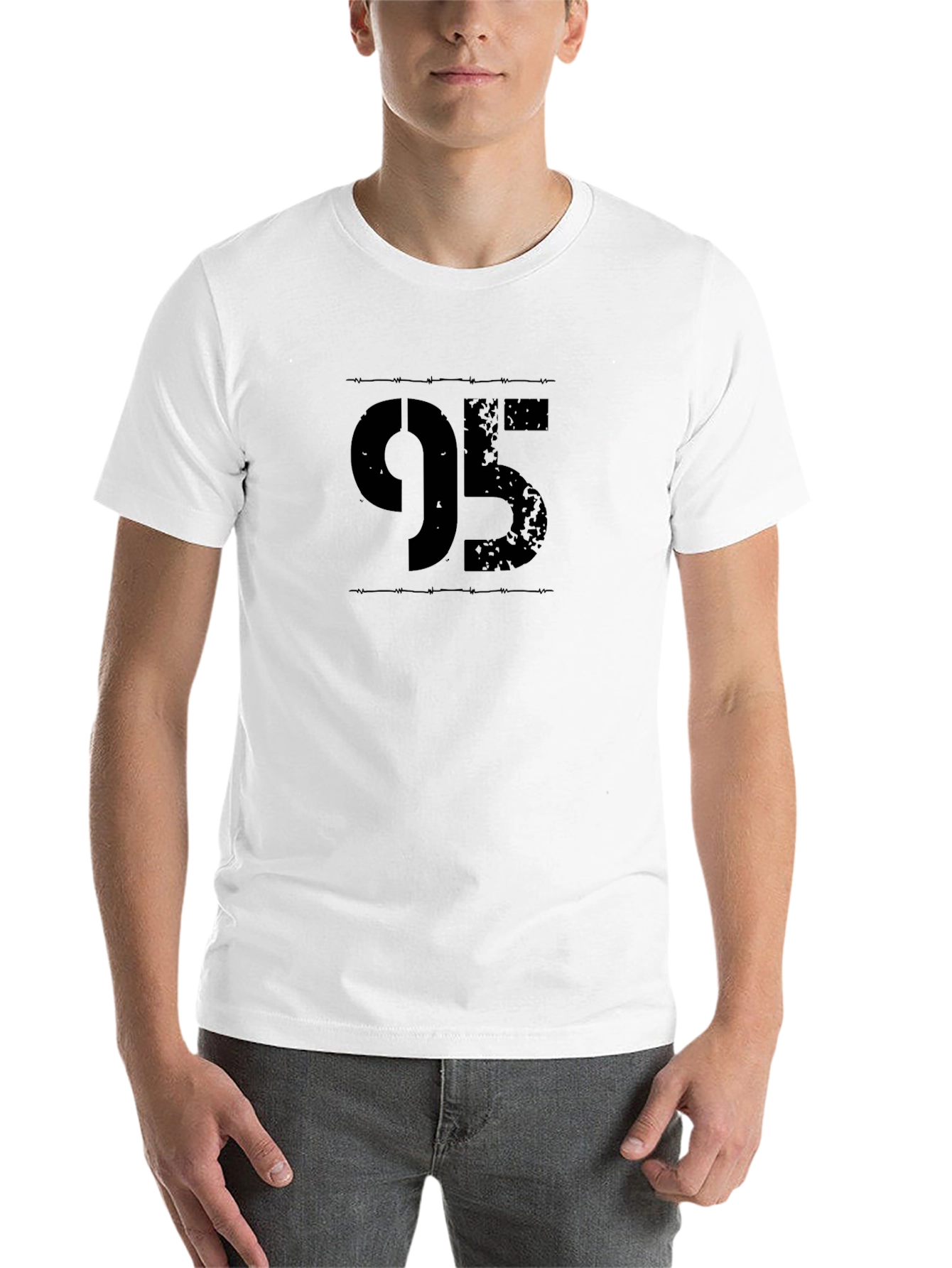 Black 95 Graphic Print T-Shirt - Distressed Number Tee view 14