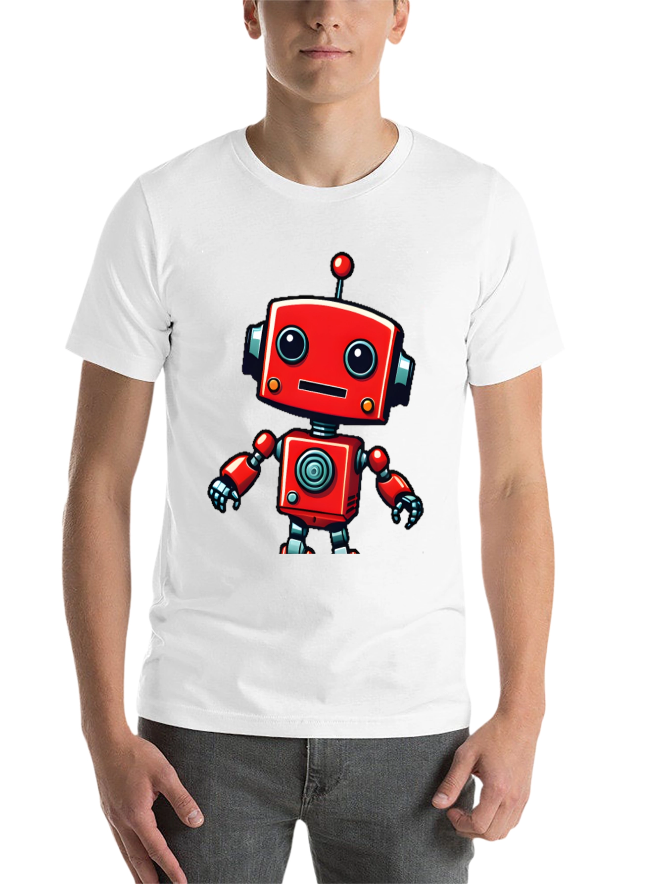 Black Cute Robot Graphic Tee - Fun & Stylish Black T-Shirt view 14