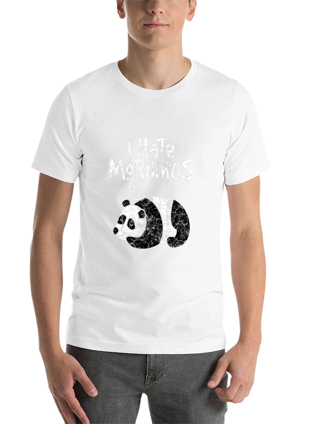 Black I Hate Mornings Panda T-Shirt - Funny Sleepy Bear Tee view 14