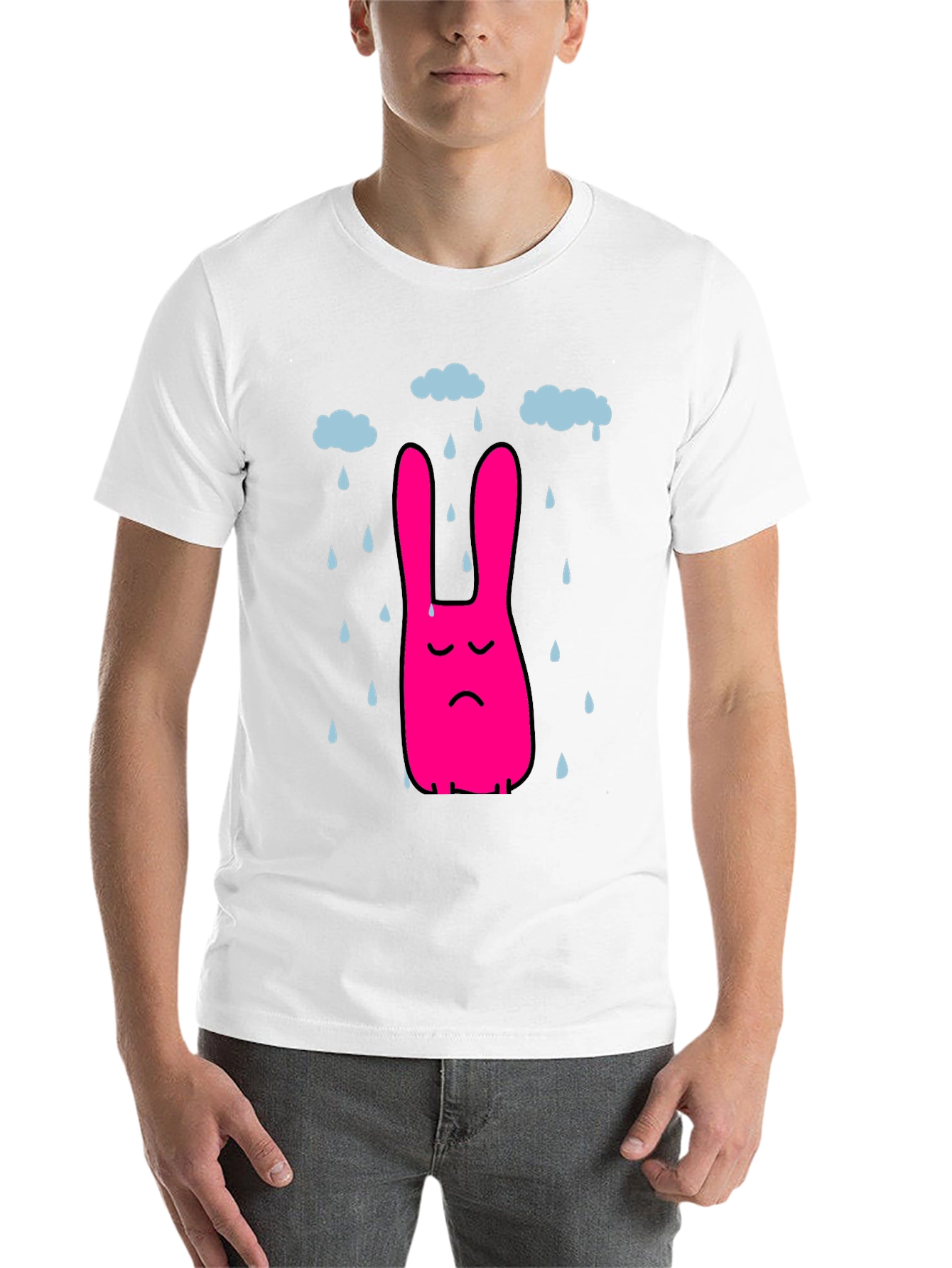 Black Sad Bunny Rain Cloud Black T-Shirt view 14