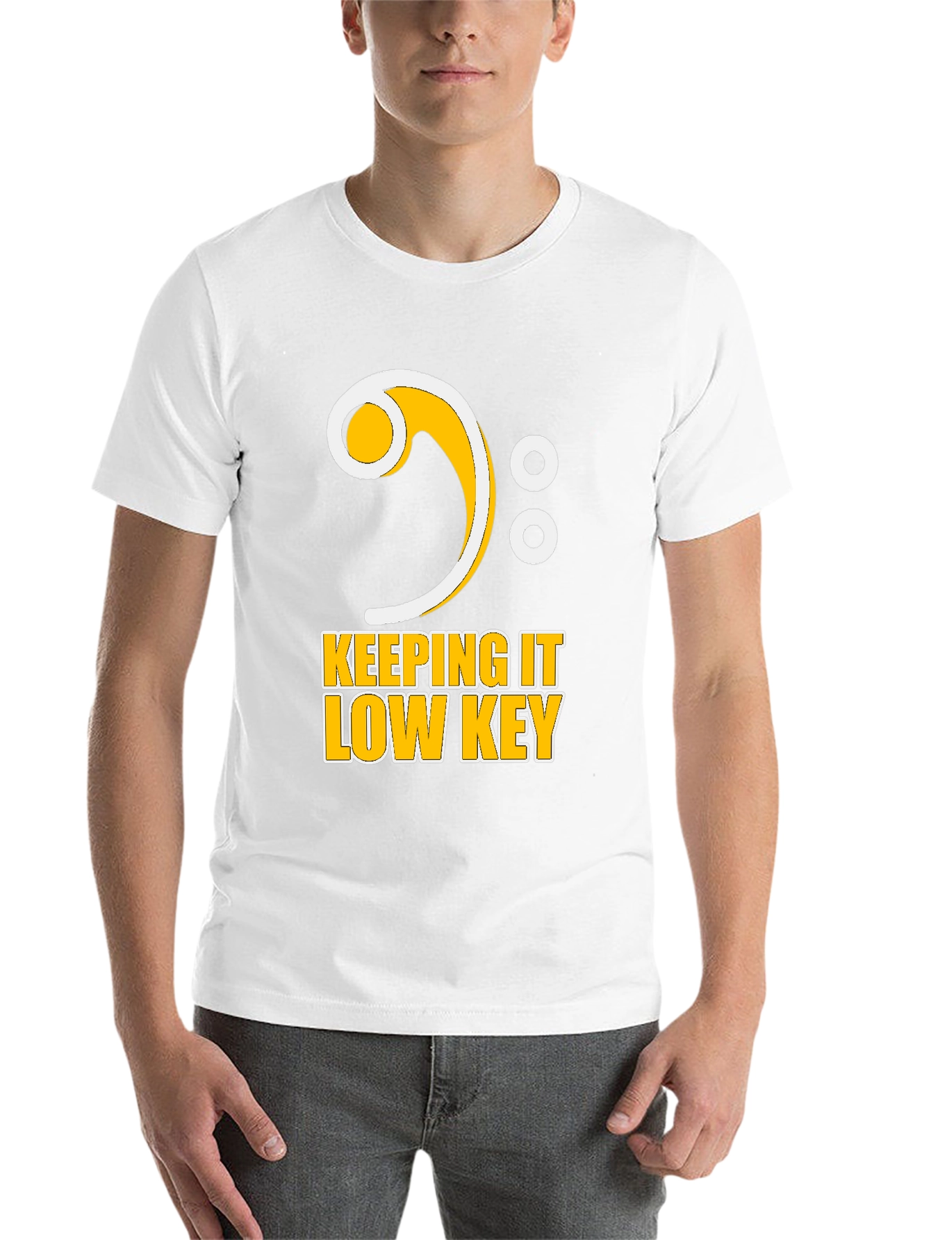 Black Keeping It Low Key Bass Clef Music T-Shirt view 14