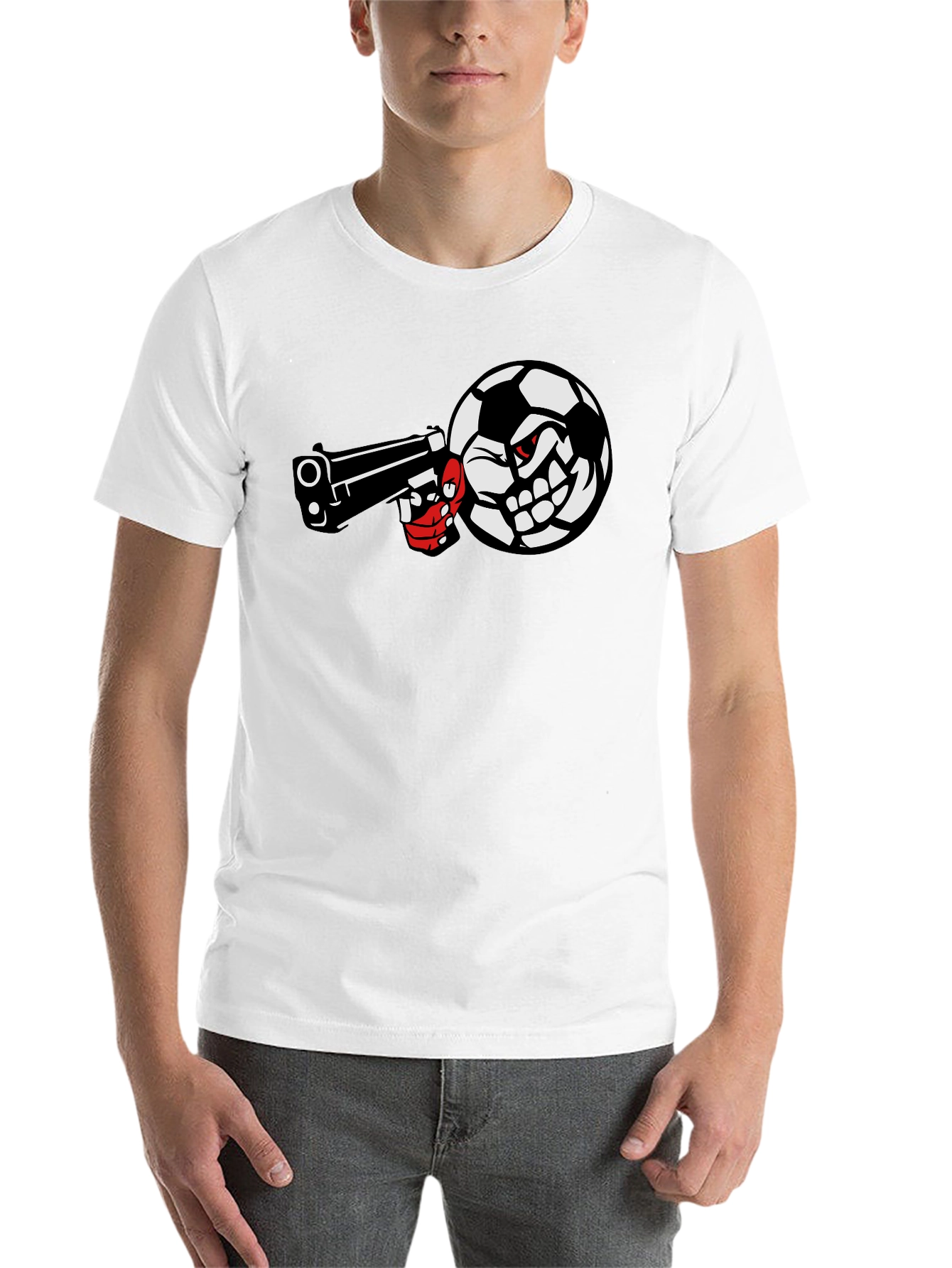 Black Soccer Ball Pistol Black Graphic Tee view 14