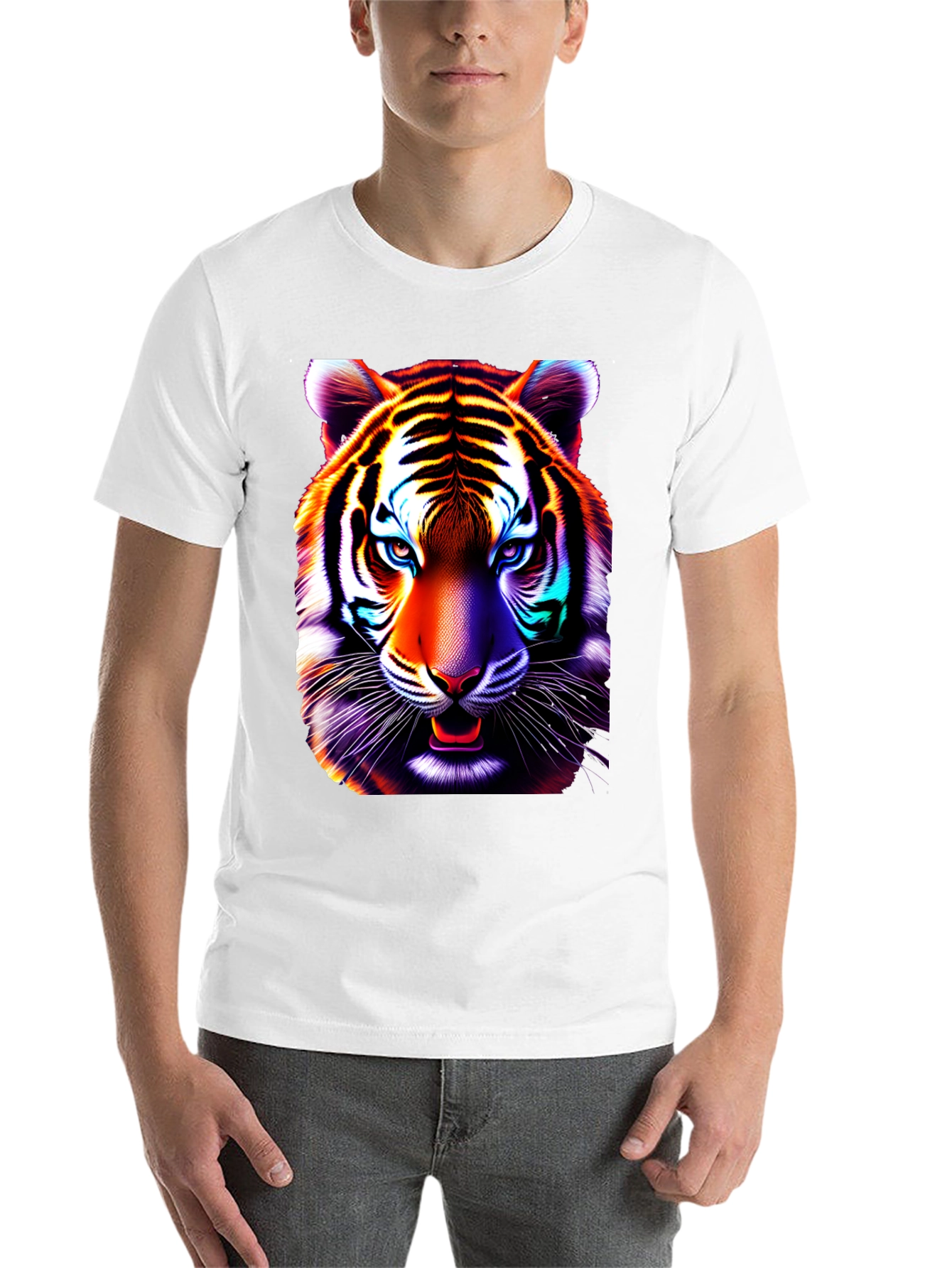Black Vibrant Tiger Graphic Tee - Cool Animal Print Shirt view 14