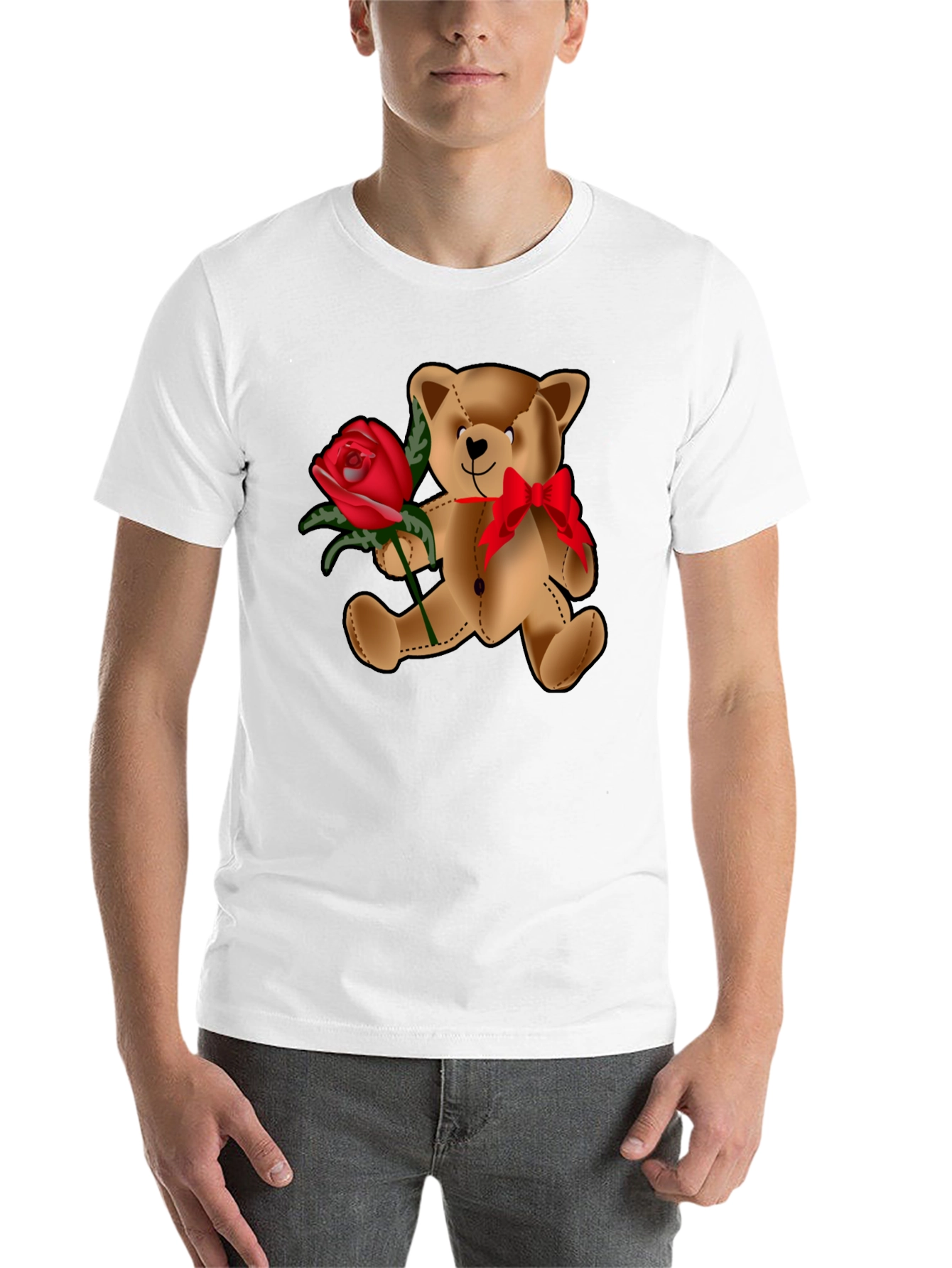 Black Teddy Bear Rose T-Shirt - Valentine's Day Love view 14
