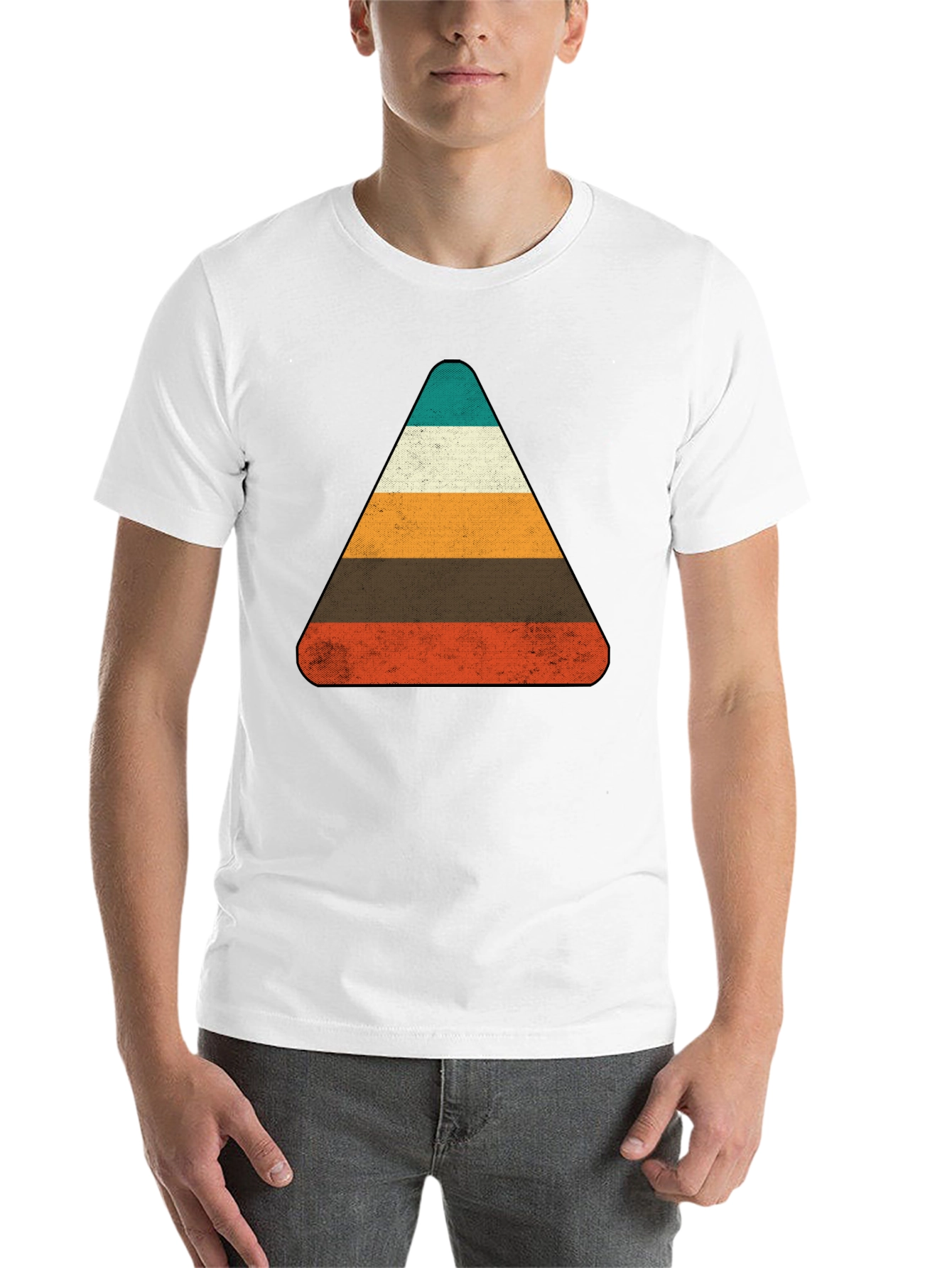 Black Retro Striped Triangle Graphic T-Shirt view 14