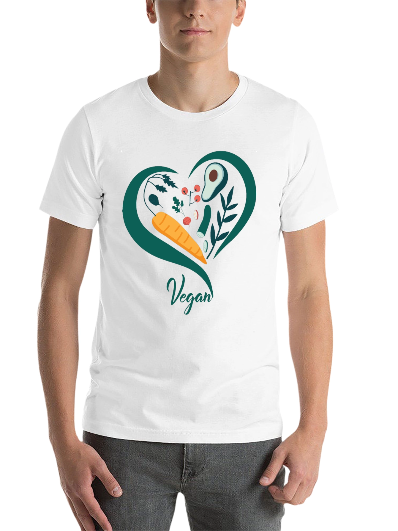 Black Vegan Heart T-Shirt - Black, Casual Fit view 14