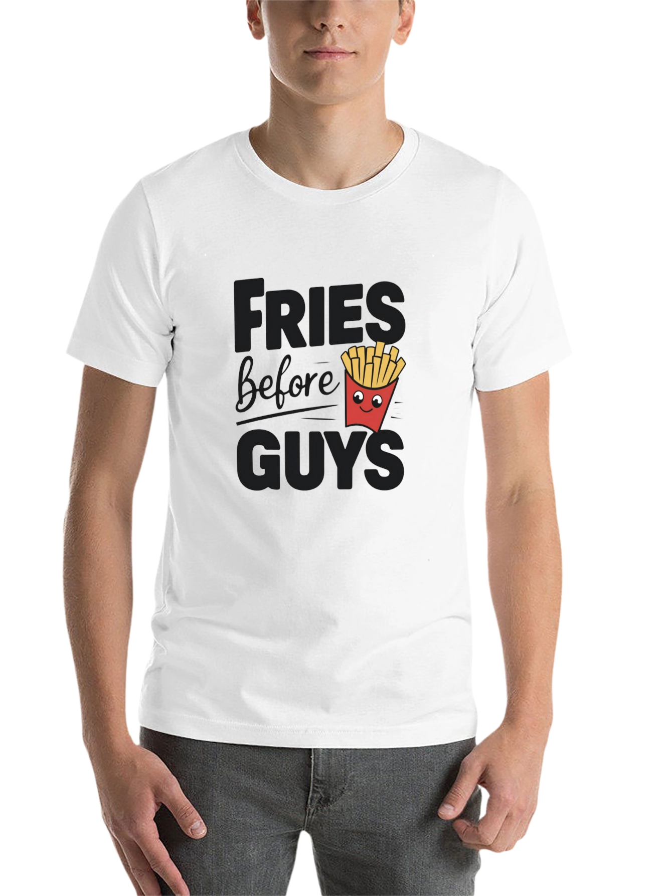 Black Fries Before Guys Funny Graphic Tee view 14