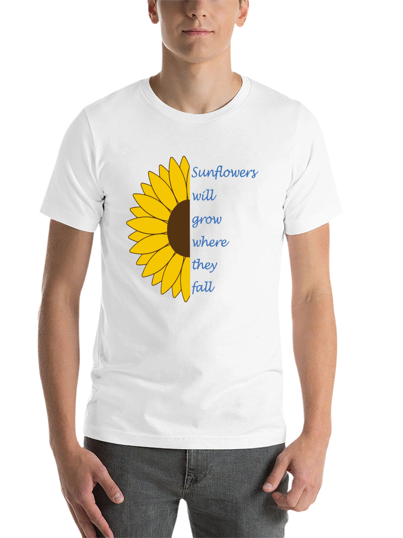 Black Sunflower Graphic Tee - "Grow Where They Fall" T-Shirt view 14