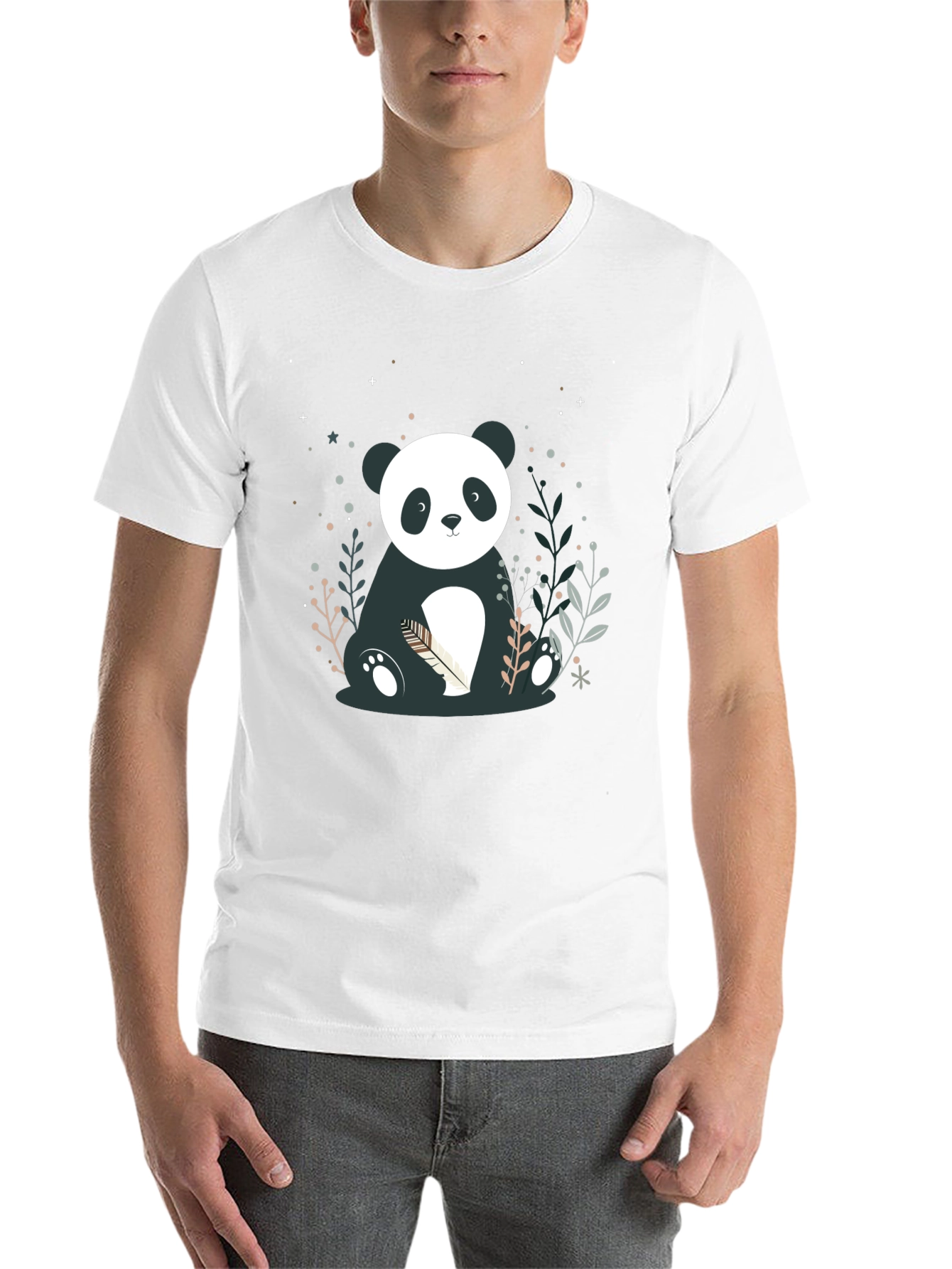 Black Cute Panda Graphic Print Black T-Shirt view 14