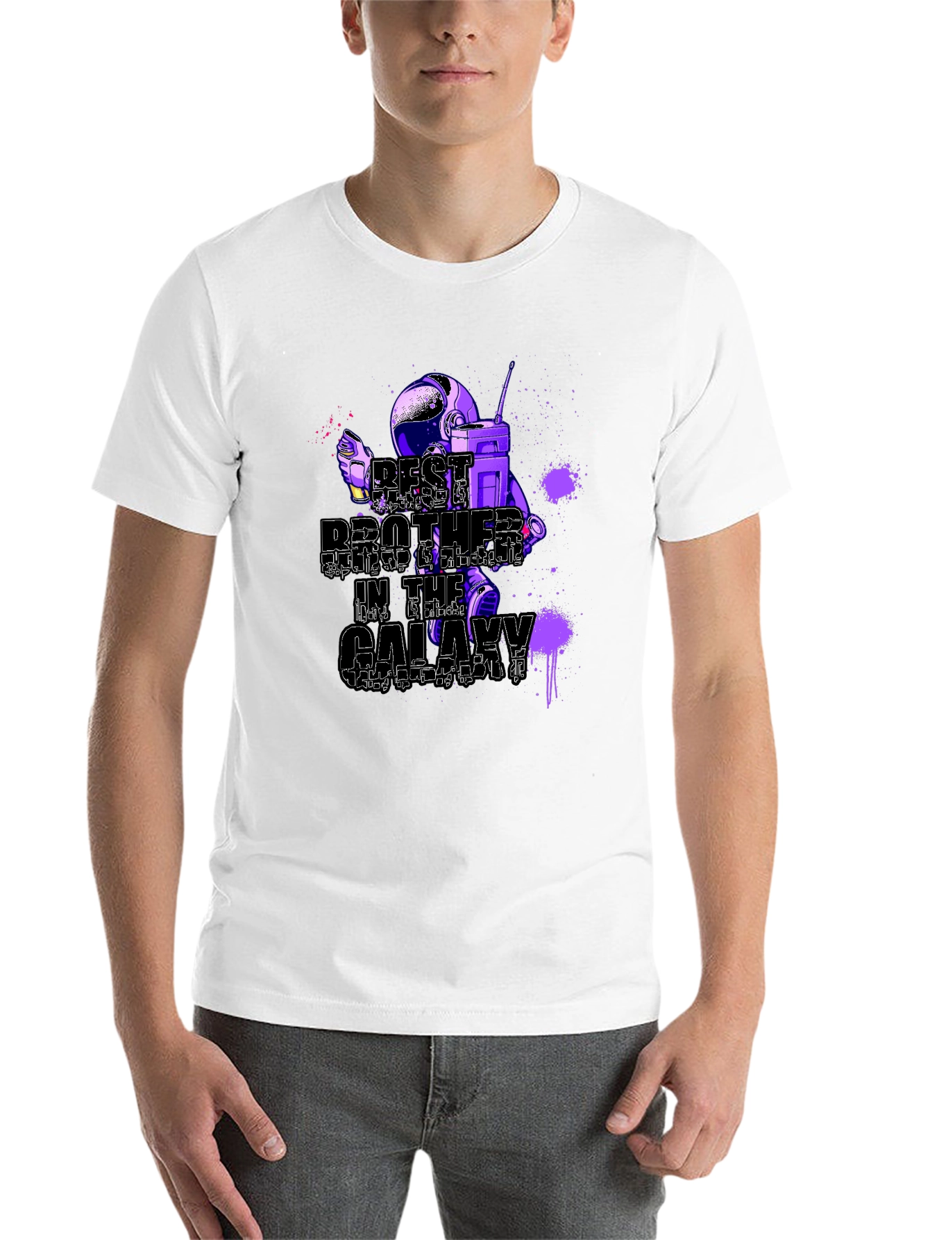 Black Best Brother in the Galaxy Astronaut T-Shirt - Black view 14