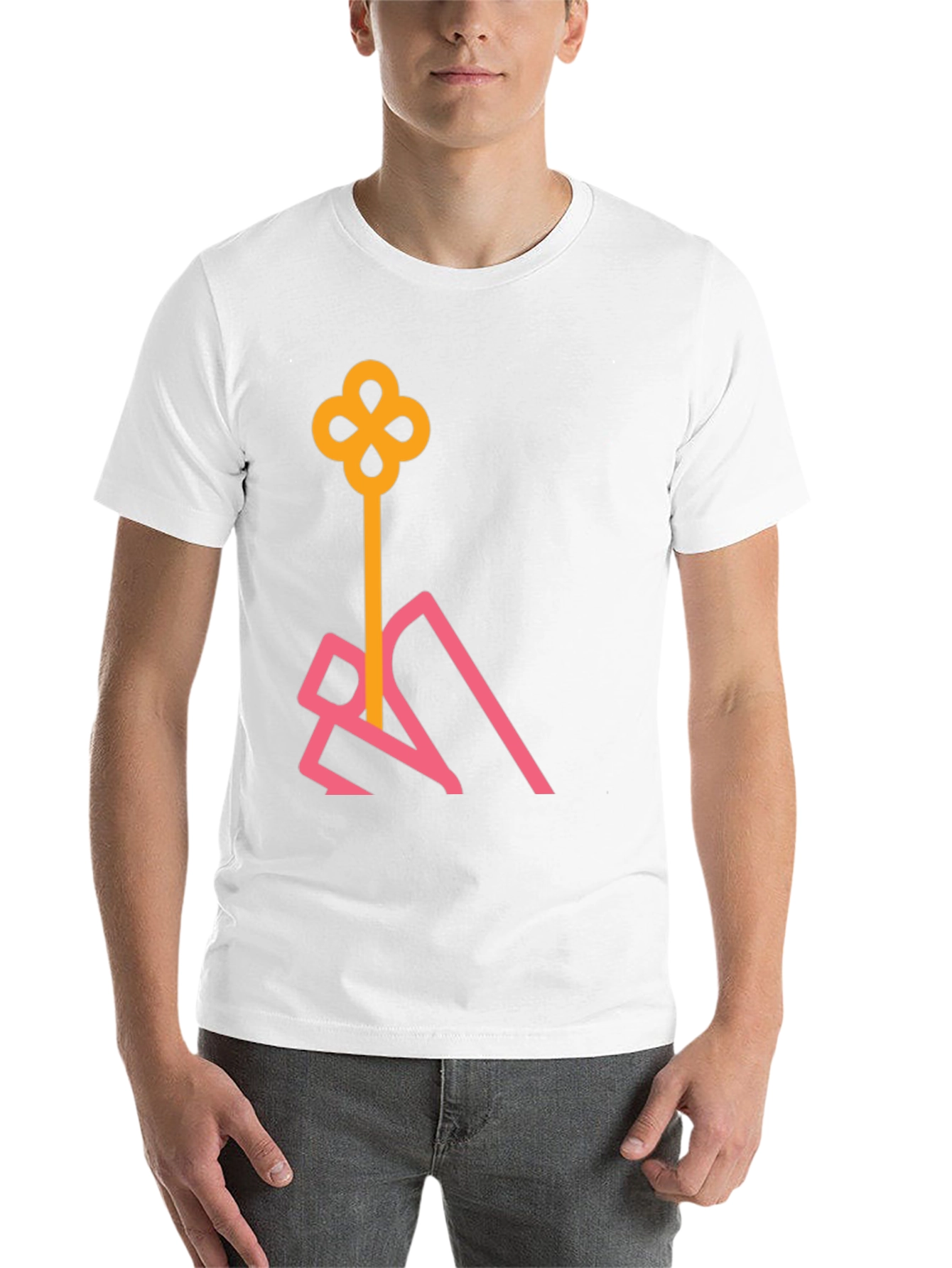 Black Stylish Black T-Shirt with Abstract Key Design view 14