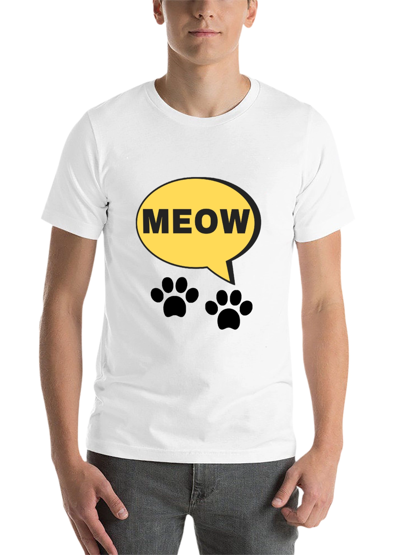Black Meow Cat Lover T-Shirt - Funny Graphic Tee view 14